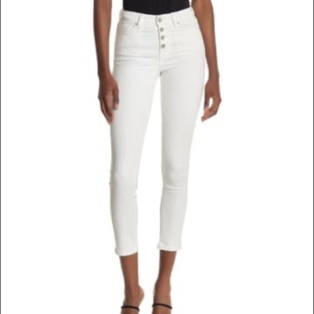 William Rast white button fly ankle jeans